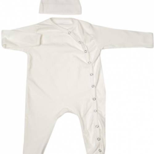 Ribbed Pjyamas Suit with With-Knotted hat